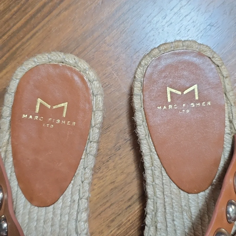 Marc Fisher LTD Brandie Studded Espadrille Slide Sandals.